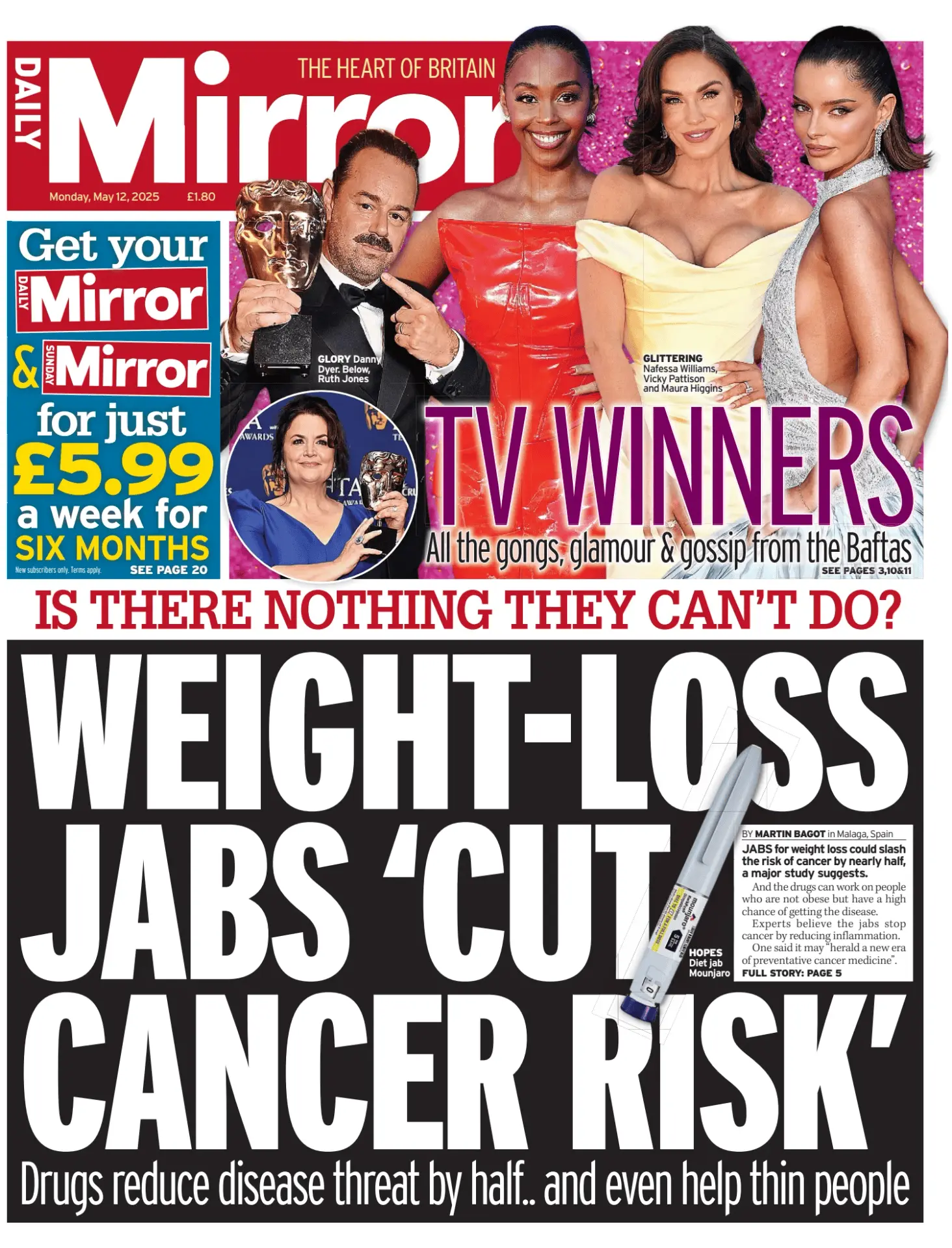 Prima-pagina-Daily Mirror-edizione-di-oggi-12-05-2025